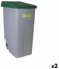 Caixote do Lixo com Rodas Denox 110 L Verde 58 x 41 x 89 cm (2 Unidades)