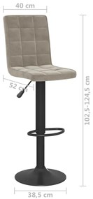 Bancos de bar 2 pcs veludo cinzento-claro