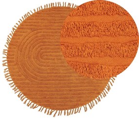 Tapete redondo de algodão laranja ⌀ 140 cm HALFETI Beliani