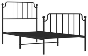 Estrutura de cama com cabeceira e pés 90x190 cm metal preto