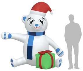 Urso de Natal insuflável com luzes LED 180 cm