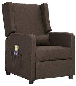 vidaXL Poltrona de massagens reclinável tecido castanho