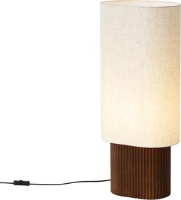 Candeeiro de Pé Japandi Madeira de Nogueira com Abajur de Tecido 70cm - Lamel