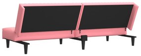 Sofá-cama de 2 lugares veludo rosa