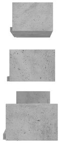 Prateleira de parede 3pcs derivados de madeira cinzento cimento