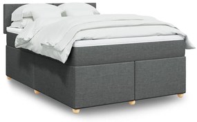 vidaXL Cama com molas/colchão 140x200 cm tecido cinzento-escuro