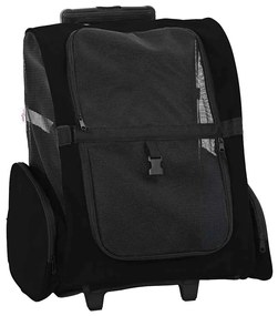 vidaXL Carrinho para animais de estimação 3 em 1 Design Preto 48x32x57 cm Tecido Oxford