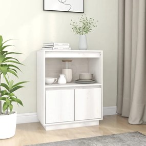 vidaXL Aparador 60x34x75 cm madeira de pinho maciça branco