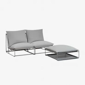 Sofá Modular De Jardim De 2 Peças E Puff Conversível Amaro Cinza - Sklum