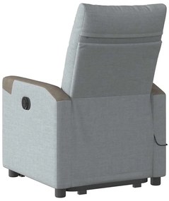Poltrona elétrica reclinável massagens tecido cinzento-claro