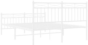 Estrutura de cama com cabeceira e pés 135x190 cm metal branco