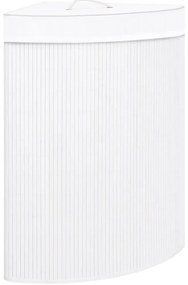 Cesto de canto para roupa suja 60 L bambu branco