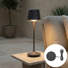 Candeeiro de mesa preto Incl. LED IP65 Recarregável com estação de carregamento - Treble