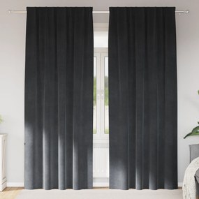 Cortinas Blackout vidaXL com fita superior 2 pcs Veludo Cinza Claro
