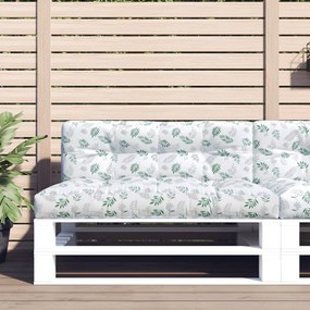 vidaXL Almofadão para sofá de paletes 120x40x12cm tecido padrão folhas