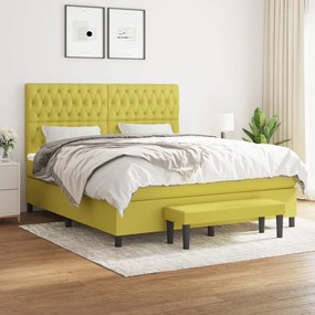 vidaXL Cama com molas/colchão 180x200 cm tecido verde-claro