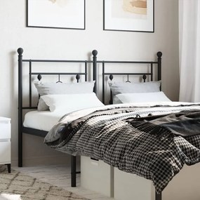 vidaXL Cabeceira de cama 135 cm metal preto