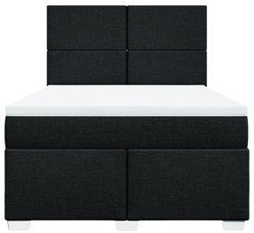 Cama com molas/colchão 160x200 cm tecido preto