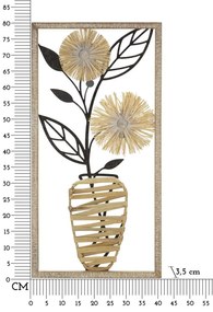 PAINEL DE PAREDE DE FERRO/MADEIRA VASO 40X3,5X80 CM CASTANHO E PRETO