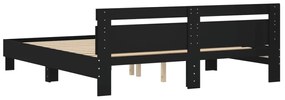 Estrutura cama c/ cabeceira 160x200 cm derivados madeira preto