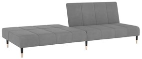 Sofá-cama de 2 lugares veludo cinzento-claro