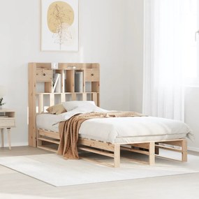 vidaXL Cama com estante sem colchão 100x200 cm pinho maciço