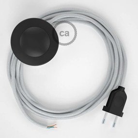 Cabo para candeeiro de chão, RM02 Prateado Seda Artificial 3 m. Escolha a cor da ficha e do interruptor.