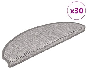 Tapetes escada adesivos aspeto sisal 30 pcs 65x21x4cm platina