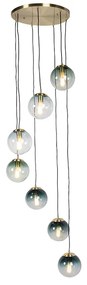 Candeeiro de suspensão Art Déco 7 luzes de latão - Pallon Art Deco