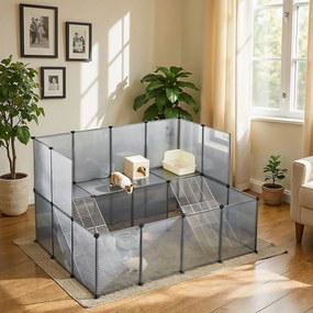 Parque para pequenos animais, 143 x 108 x 93 cm cinzento