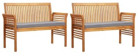 5 pcs conjunto de jantar exterior c/ almofadões acácia maciça