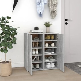 vidaXL Sapateiras 2 pcs 32x35x70 cm contraplacado cinzento-cimento