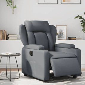 Poltrona reclinável elétrica couro artificial cinzento