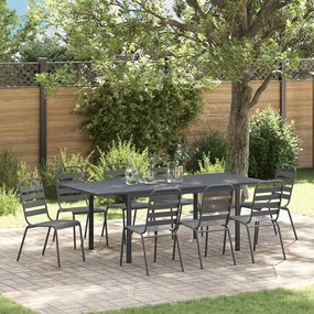 vidaXL Conjunto de Jantar de 9 Peças Manual 9 pcs Cinza Escuro Largo