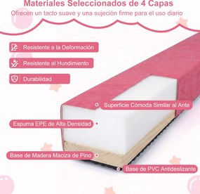 Barra de equilíbrio ginástica dobrável 210 x 10 x 7,5 cm, com base em espuma e madeira antiderrapante, portátil com pega, para uso doméstico, rosa esc