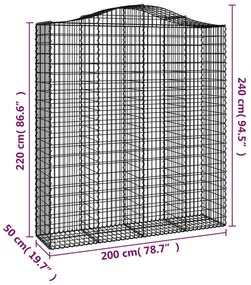 Cestos gabião arqueados 14 pcs 200x50x220/240 ferro galvanizado