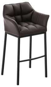 Banco de bar Damaso em couro sintético com estrutura preta 64 x 110 x 48 cm Castanho
