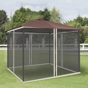 4 Painéis Laterais 302x207 cm para Tenda de Jardim Mosquiteira para Gazebo com Zíperes e Anéis Pretos