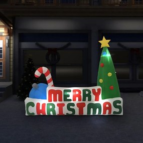 331441 vidaXL Árvore insuflável Merry Christmas c/ decorações LED 240x188 cm