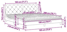 Cama com colchão 180x200 cm veludo cinzento-escuro