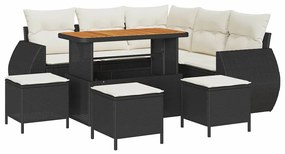 Conjunto de Sofá de Jardim 9 Peças com Almofadas em Rattan Sintético P