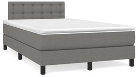 vidaXL Cama box spring c/ colchão e LED 120x190 cm tecido cinza-escuro