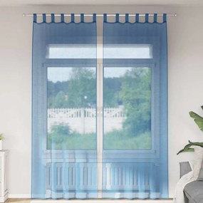 vidaXL Cortinas de voile com laços 2 pcs azul real 140x260 cm