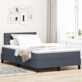 Cama Box Spring com Colchão Cinza Escuro 120x200 cm Veludo
