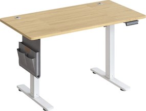 Secretária elétrica com altura ajustável, 120 x 60 x (72-120) cm, função de memória, tom de carvalho dourado e branca