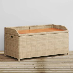 vidaXL Banco de arrumação 100x50x52 cm vime PE/acácia mistura de beges