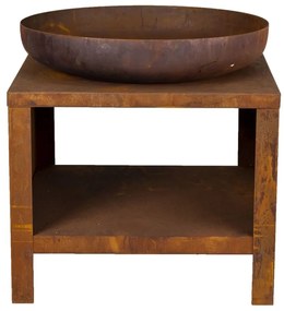 Taça de combustão c/ arrumação de lenha 62 cm ferrugem