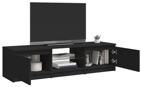 Móvel de TV com luzes LED 140x40x35,5 cm preto