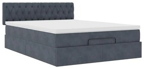Estrutura de cama otomana com colchão 140x200cm cinzento escuro