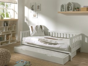 Cama infantil FRITZ (90x200) + Gaveta inferior + Estrado Branca
